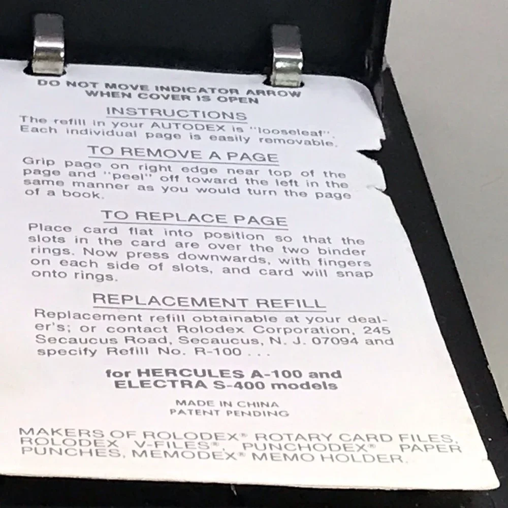 Rolodex Needs Refill And Is Missing Indicator Arrow‎